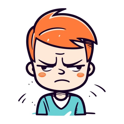 Illustration of a Cute Boy Crying with Sad Expression   Vector