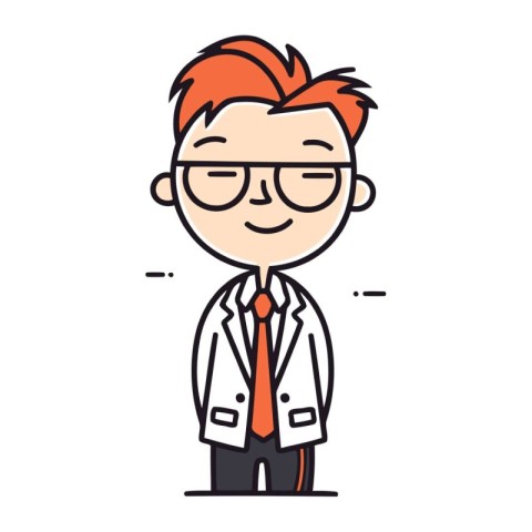 Vector illustration of cartoon man in glasses with red hair wear