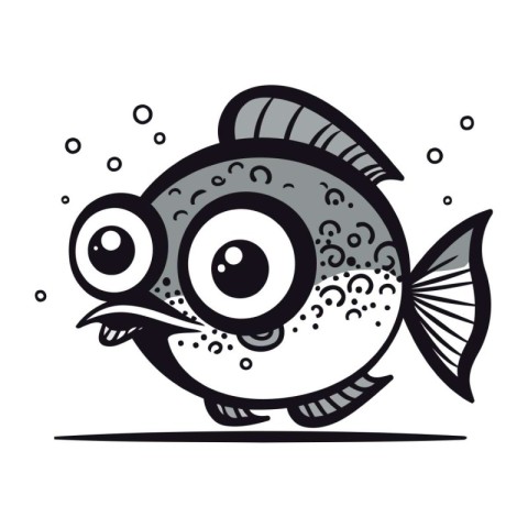 Funny cartoon fish. Vector illustration isolated on a white back