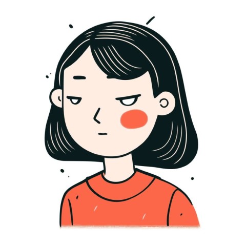 Illustration of a woman with an angry facial expression. Vector