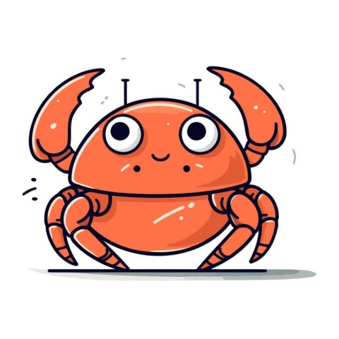 Cute cartoon crab. Vector illustration. Isolated on white backgr