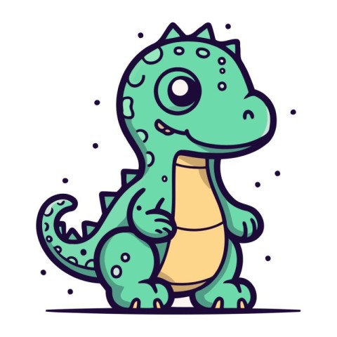 Cute cartoon dinosaur. Vector illustration isolated on a white b