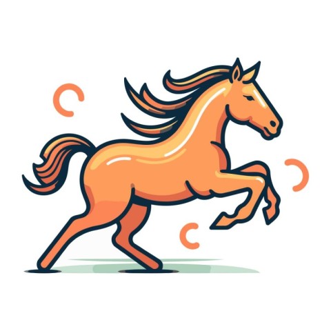 Horse running on white background. Vector illustration in flat s