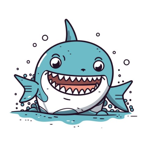 Cute cartoon shark. Vector illustration of a cute little shark.