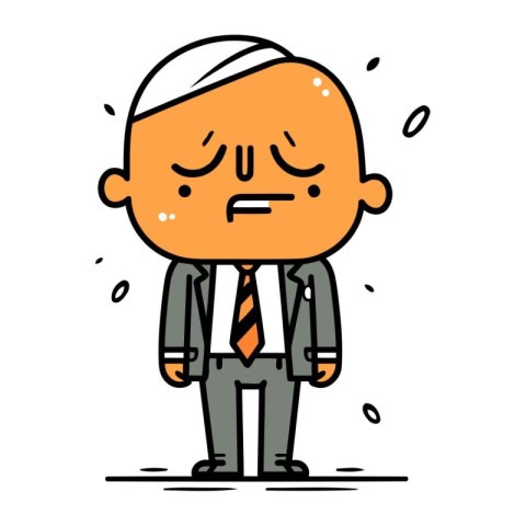 Sad bald businessman cartoon character vector illustration. Busi