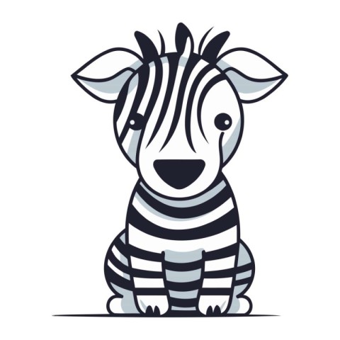 Zebra zebra isolated on white background. Vector cartoon illustr