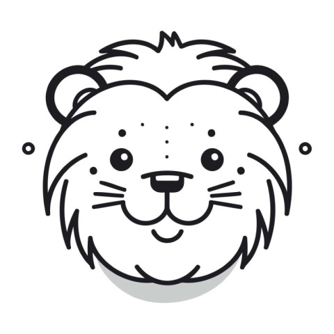 Lion head icon. Cute cartoon character. Vector illustration.