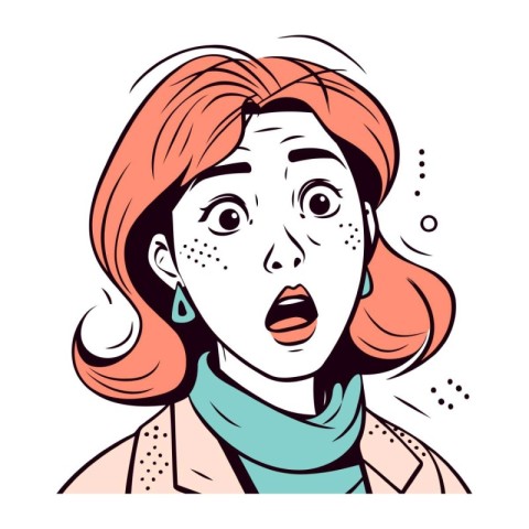 Surprised young woman. Vector illustration in pop art comic styl