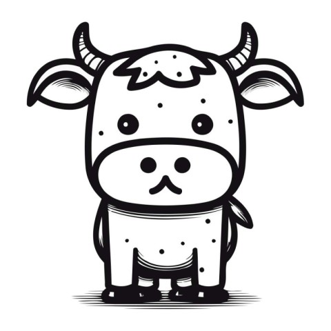 Cute cartoon cow. Vector illustration isolated on a white backgr