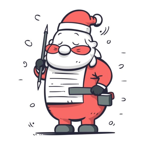 Cartoon Santa Claus with a sword and shield. Vector illustration