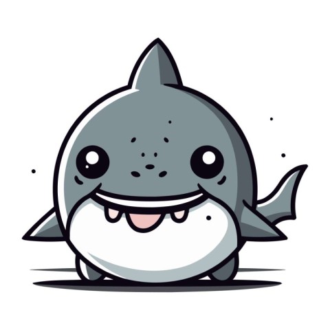 Cute Shark Cartoon Mascot Character. Vector Illustration Isolate