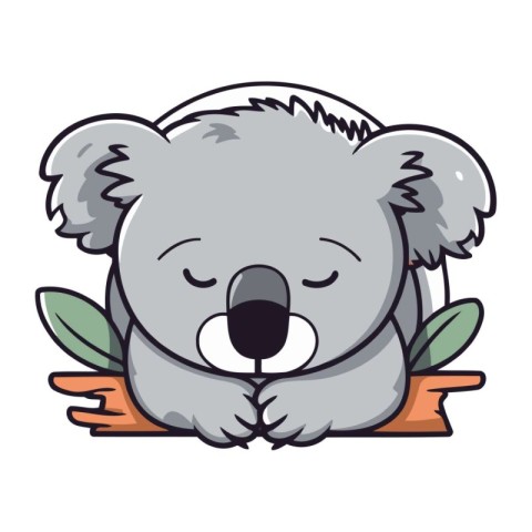 Cute Koala Bear Sleeping Vector Icon Cartoon Illustration Graphi