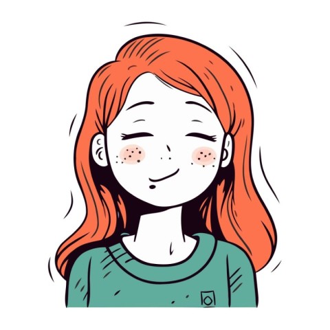 Vector illustration of a girl with freckles on her face.