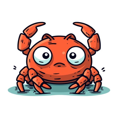 Crab cartoon character. Vector illustration of a crab with eyes.