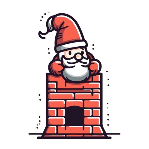 Santa Claus in a chimney. Merry Christmas and Happy New Year. Ve