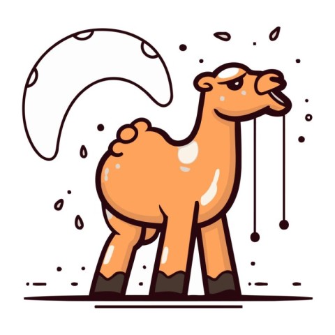 Camel on a white background. Vector illustration in cartoon styl