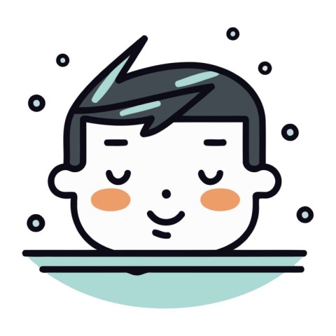 Cute little boy face. Vector illustration in a flat style.