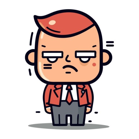 Angry Face   Cartoon Businessman Vector Illustration