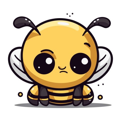 Cute bee cartoon character. Vector illustration isolated on whit