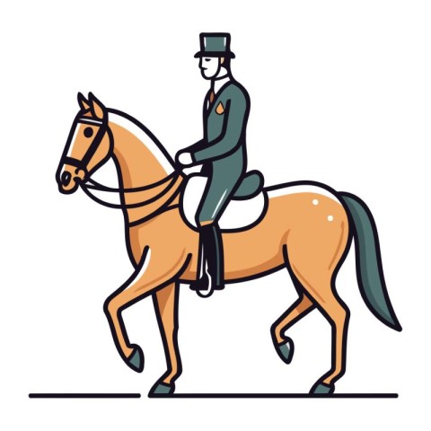 Horseman riding on gallop. Vector illustration in flat style