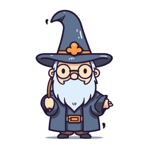 Wizard cartoon character. Cute vector illustration. Wizard chara