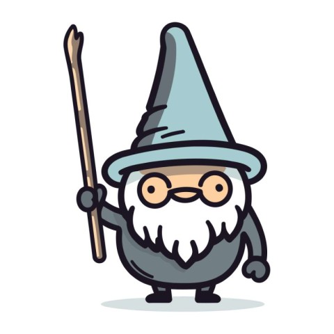 Funny Wizard Character with Magic Wand Vector Illustration. Cart