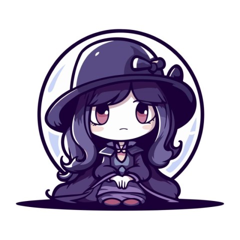 A cute cartoon illustration of a ninja girl in a hat and cloak