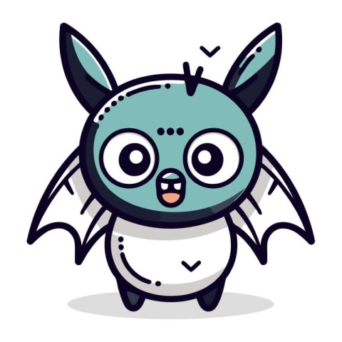 Cute cartoon bat character. Vector illustration isolated on whit