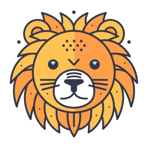 Lion head vector illustration. Cute doodle cartoon animal charac