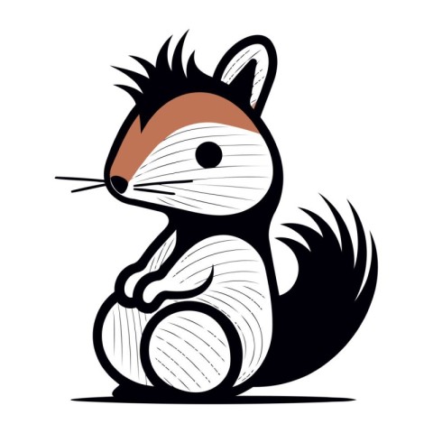 Funny cartoon chipmunk on white background. Vector illustration.