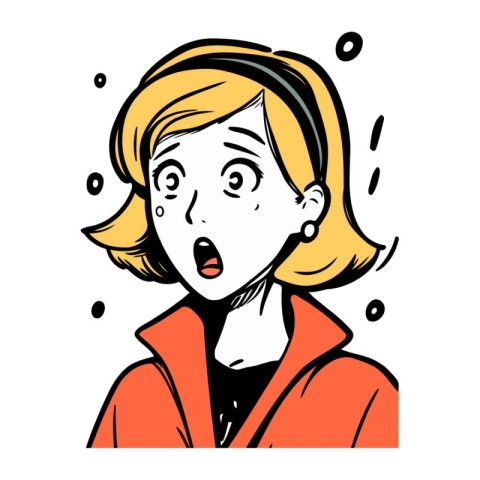 Surprised woman. Vector illustration on white background. Comic