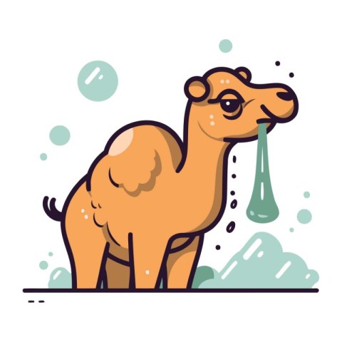 Camel. Vector illustration. Cute cartoon character in flat style