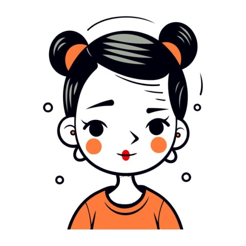 Illustration of a little girl with eyes closed. Vector illustrat