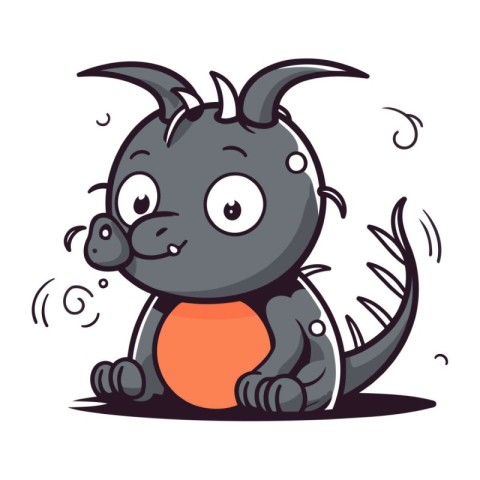 Cartoon Illustration of Cute Little Dragon Animal Character Masc