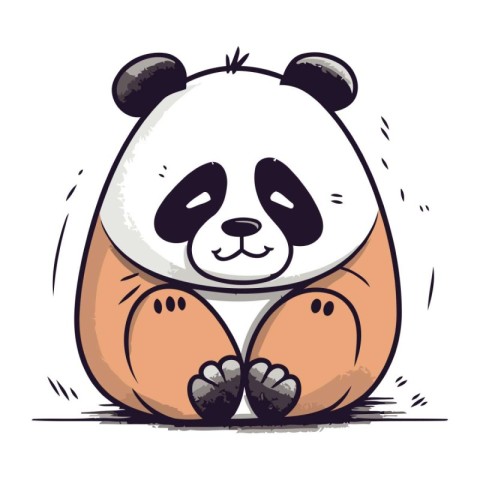 Cute cartoon panda sitting. Vector illustration on white backgro