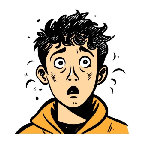 Vector illustration of a man with a scared expression on his fac