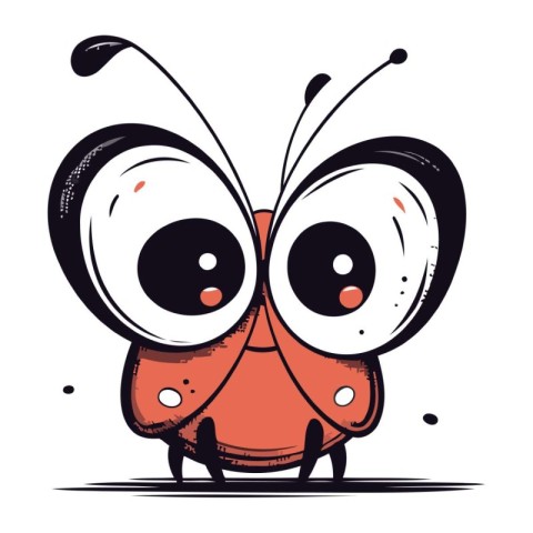 Cute cartoon butterfly. Vector illustration isolated on a white