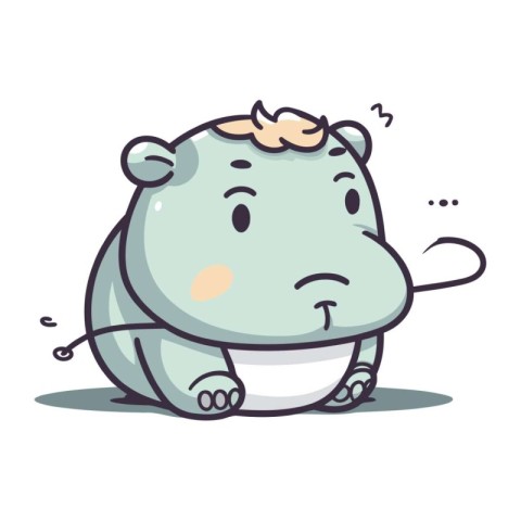 Hippo Crying Vector Illustration. Cute Cartoon Animal Character