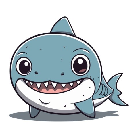 Cute shark cartoon character vector illustration isolated on a w