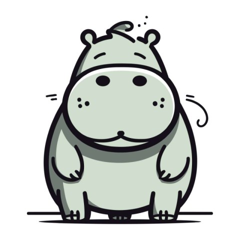 Cartoon hippopotamus. Vector illustration of cute hippo.