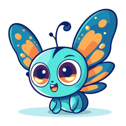 Cute cartoon butterfly. Vector illustration isolated on a white