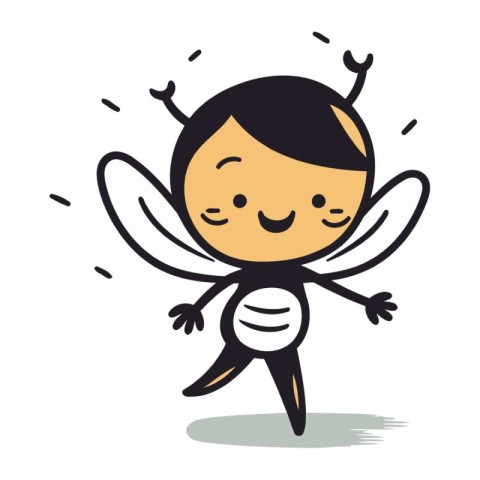 Cute cartoon fly character. Vector illustration isolated on whit