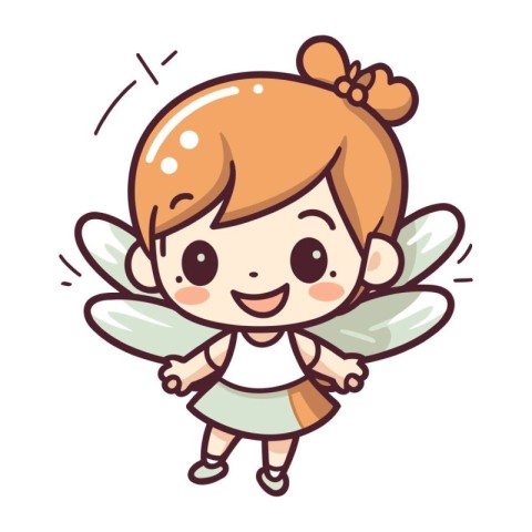 Cute little fairy cartoon vector illustration isolated on a whit