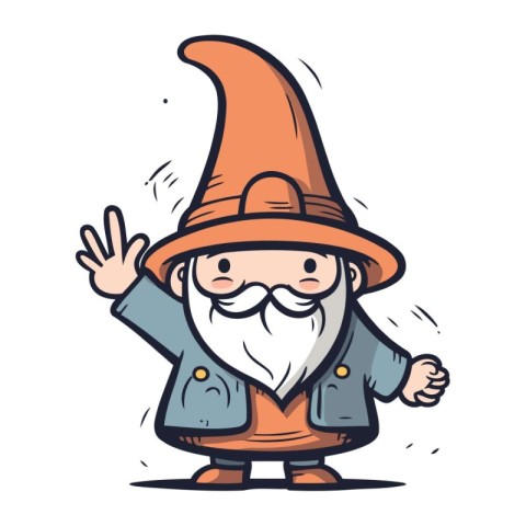 Cartoon wizard. Vector illustration of a wizard with a hat.