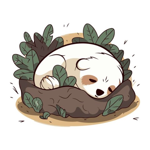 Panda sleeping in the nest. Vector illustration in cartoon style