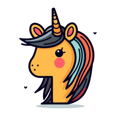 Cute unicorn cartoon vector illustration. Cute magic animal char