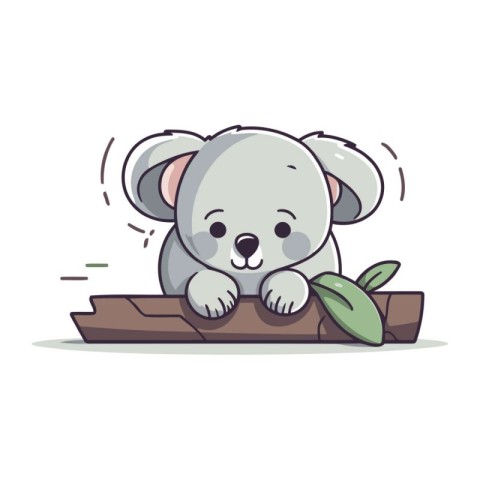 Cute koala sleeping on a wooden log. Vector illustration.