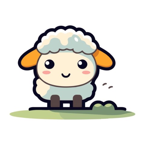 Cute Sheep Cartoon Vector Illustration. Cute Farm Animal Charact