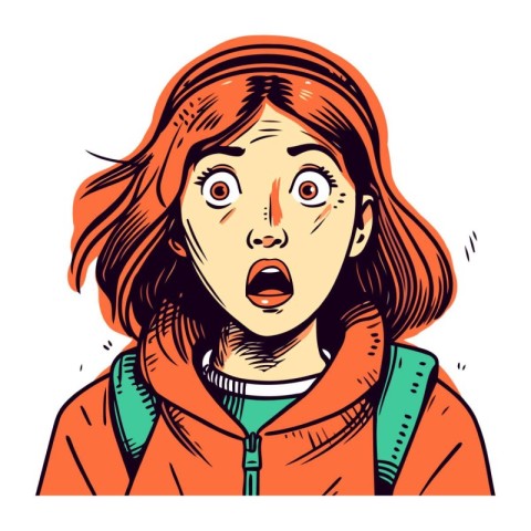 Surprised young woman. Vector illustration in pop art comic styl