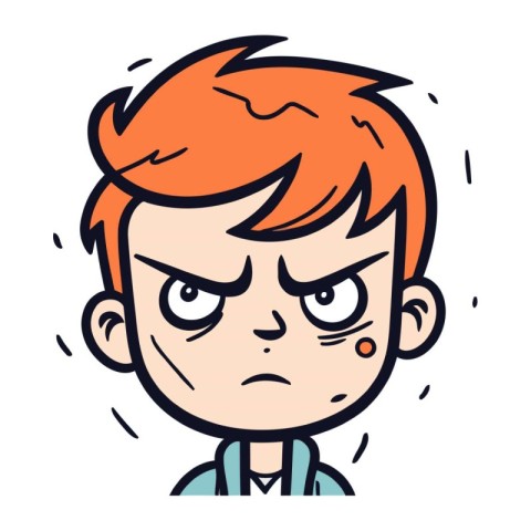 Angry boy cartoon vector illustration. Emotions and feelings ser